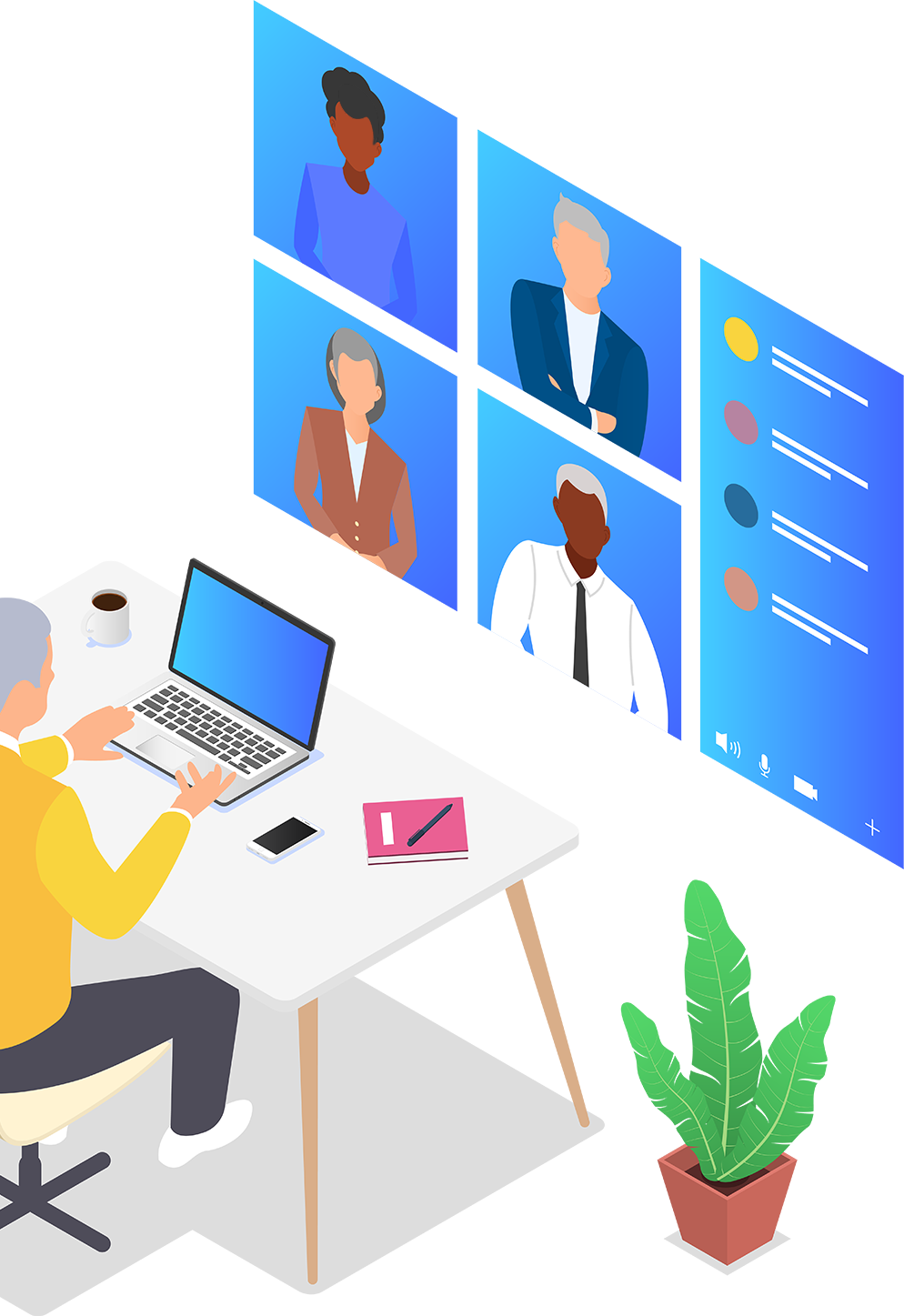 Illustration of a virtual meeting