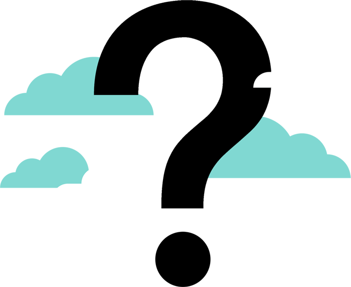 Illustration of a question mark with clouds